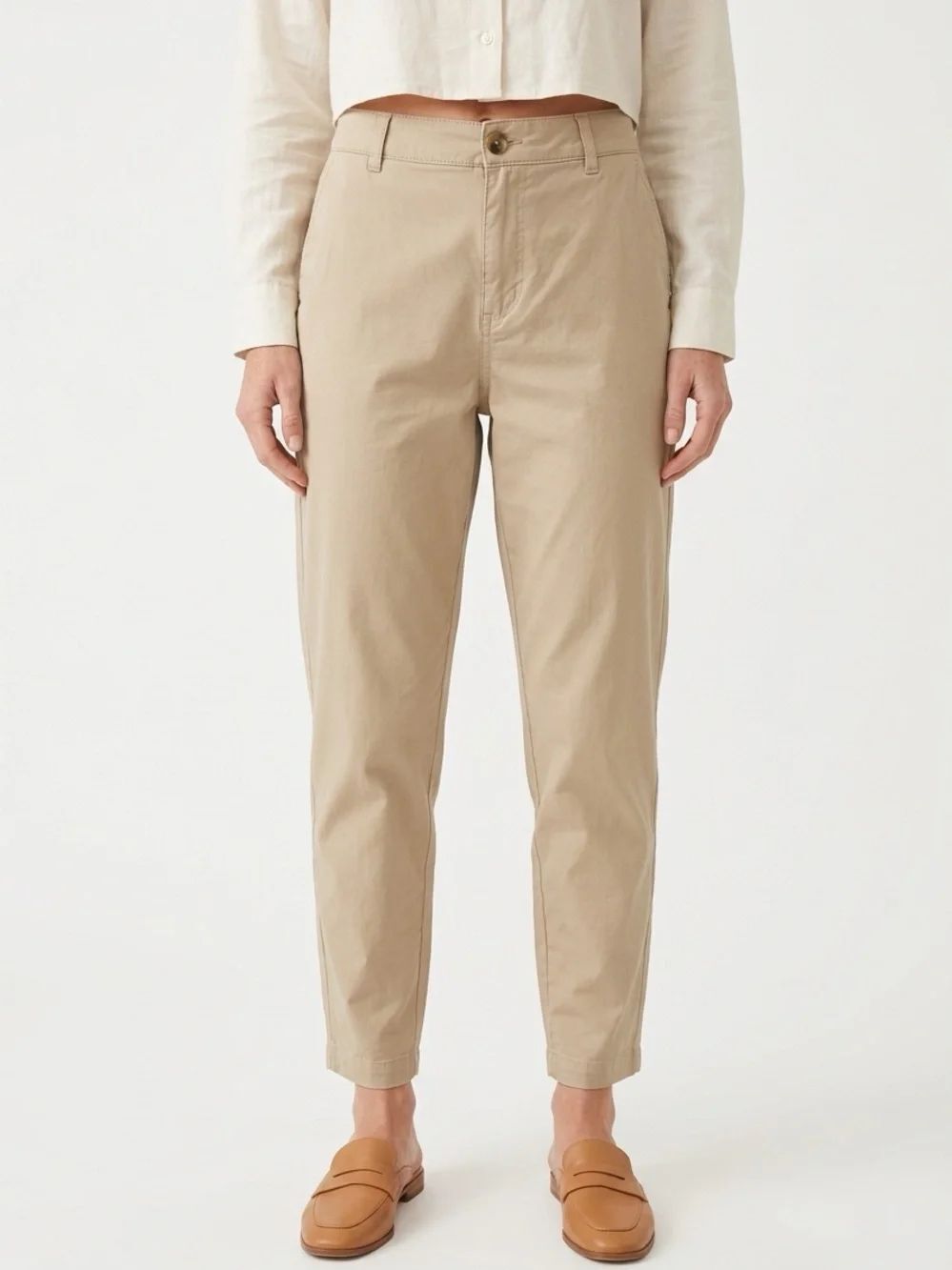PACT | Organic Cotton Khaki Beige Pull On Tapered Pants Women’s Size Medium